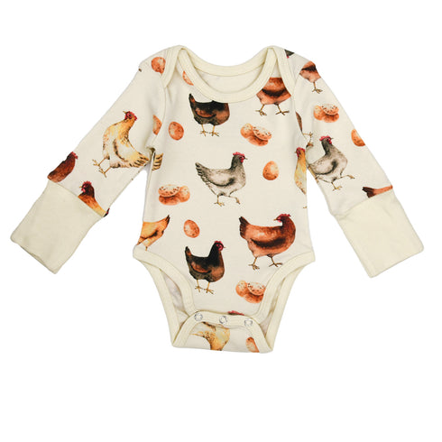 Organic Cotton Long Sleeve Baby Bodysuit, Sunny Organic Earthy Clothing